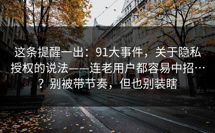 这条提醒一出：91大事件，关于隐私授权的说法——连老用户都容易中招…？别被带节奏，但也别装瞎